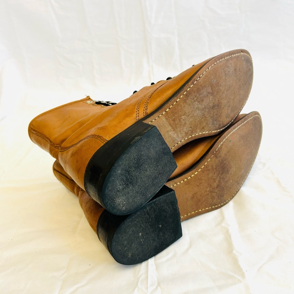 Laredo Tan Lace-Up Leather Roper Boots - Picture 8 of 16